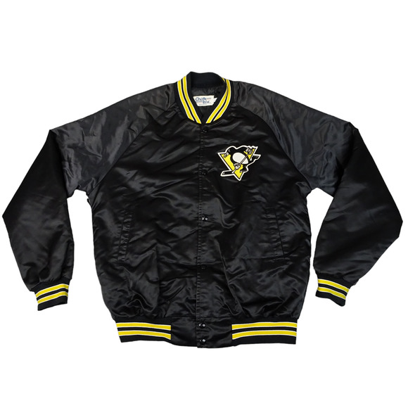 Chalk Line Other - Vintage Pittsburgh Penguins Jacket Mens LT Black Bomber Jacket Chalk Line USA